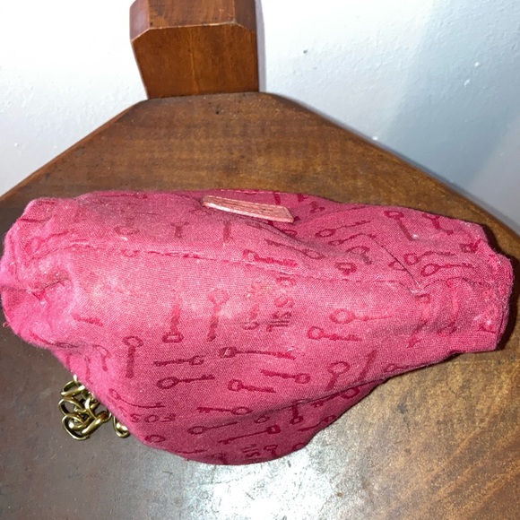 Vintage Fossil Coral Red Leather Chain Mini Crossbody Bag/Purse - Picture 9 of 14